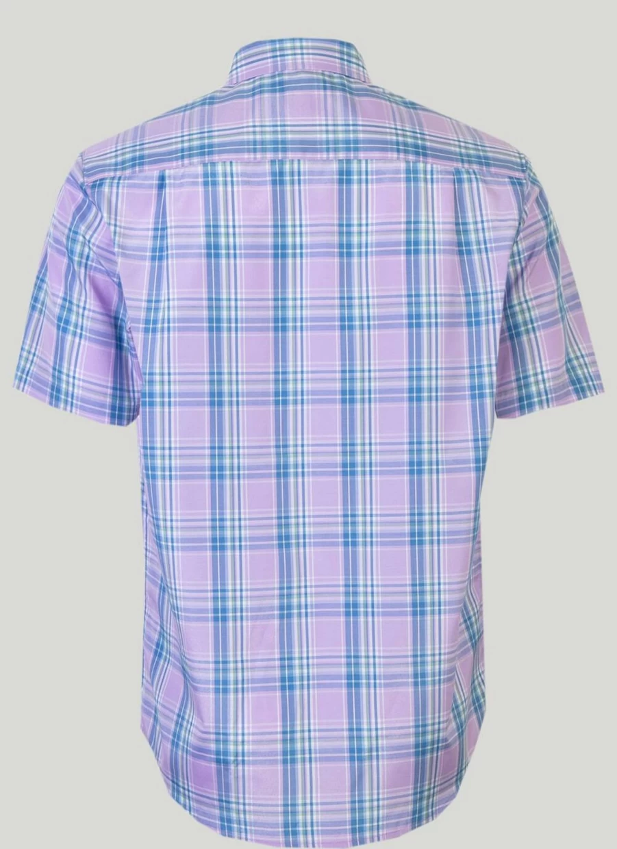 James Pringle Men's Classic Short Sleeve Check Shirt - Casual Plaid Button-Up Shirt for Men