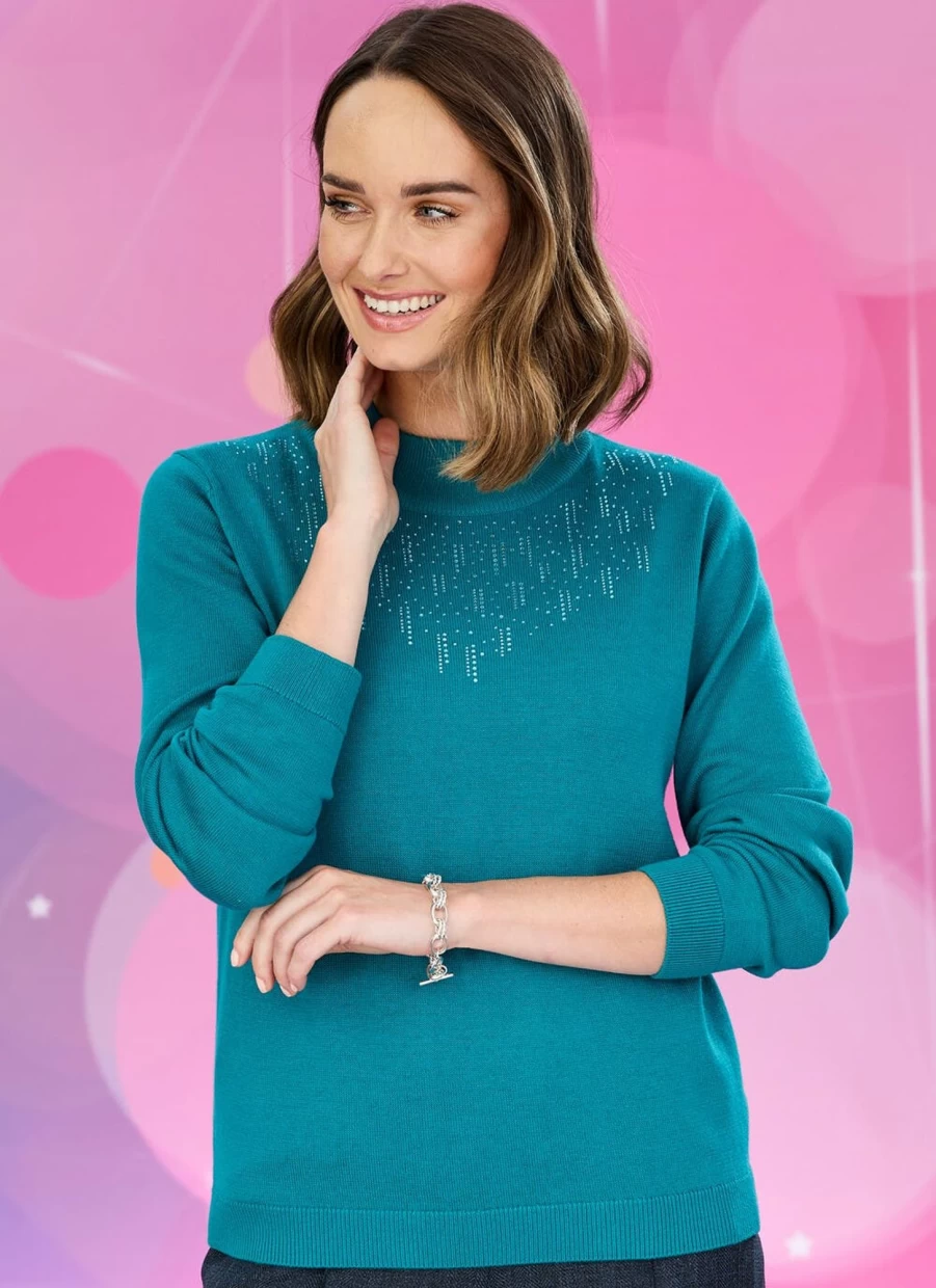 Honor Millburn Women's Teal Jumper - Soft Knit Sweater for Women