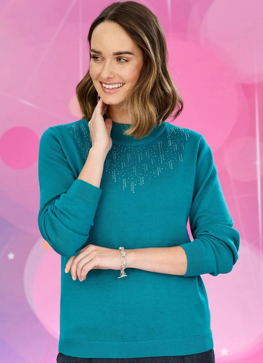 Honor Millburn Women's Teal Jumper - Soft Knit Sweater for Women