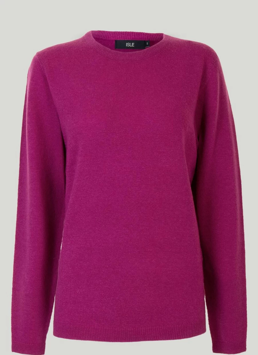 Isle Women's Merino Wool Crew Neck Jumper Soft Comfortable Knit Sweater