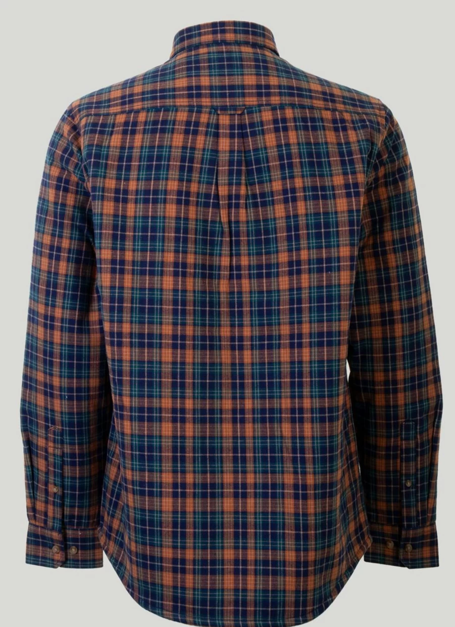 PG Field Men's Sherpa-Lined Flannel Check Shirt - Warm Plaid Winter Shirt