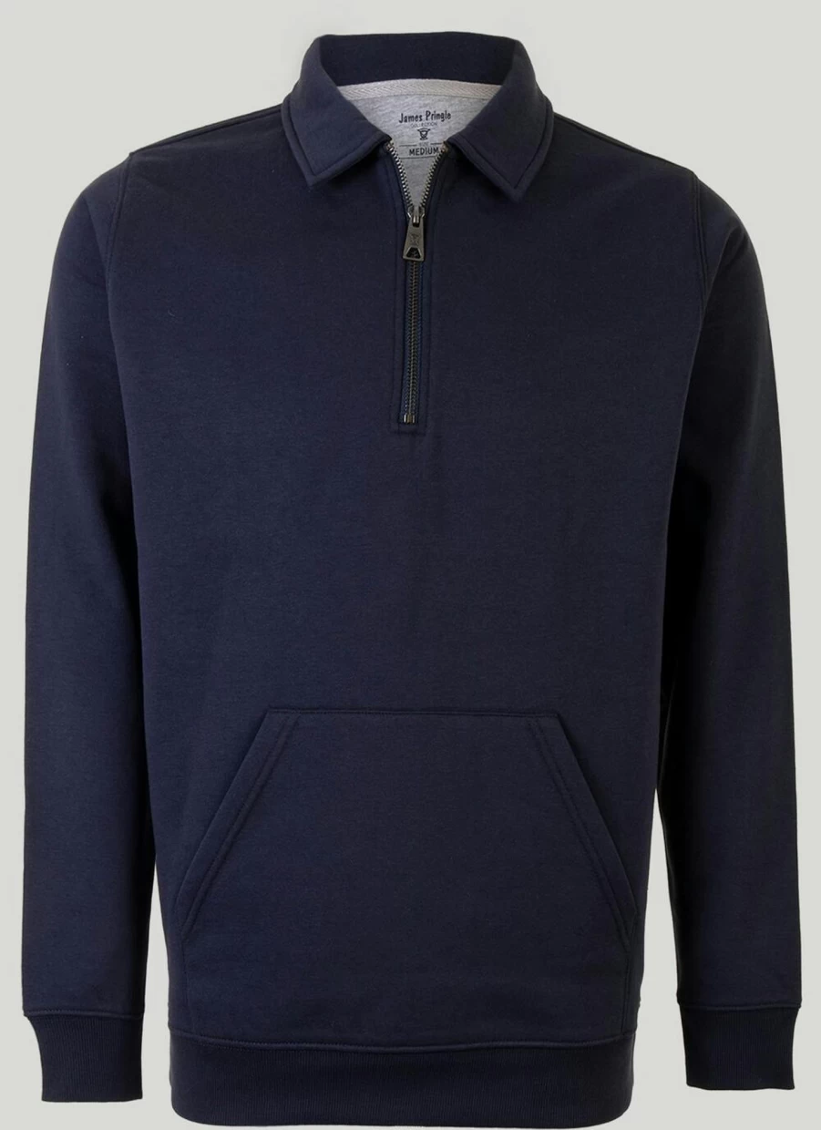 Men's James Pringle Zip Neck Sweatshirt - Comfortable Fleece Pullover with Full-Zip Closure
