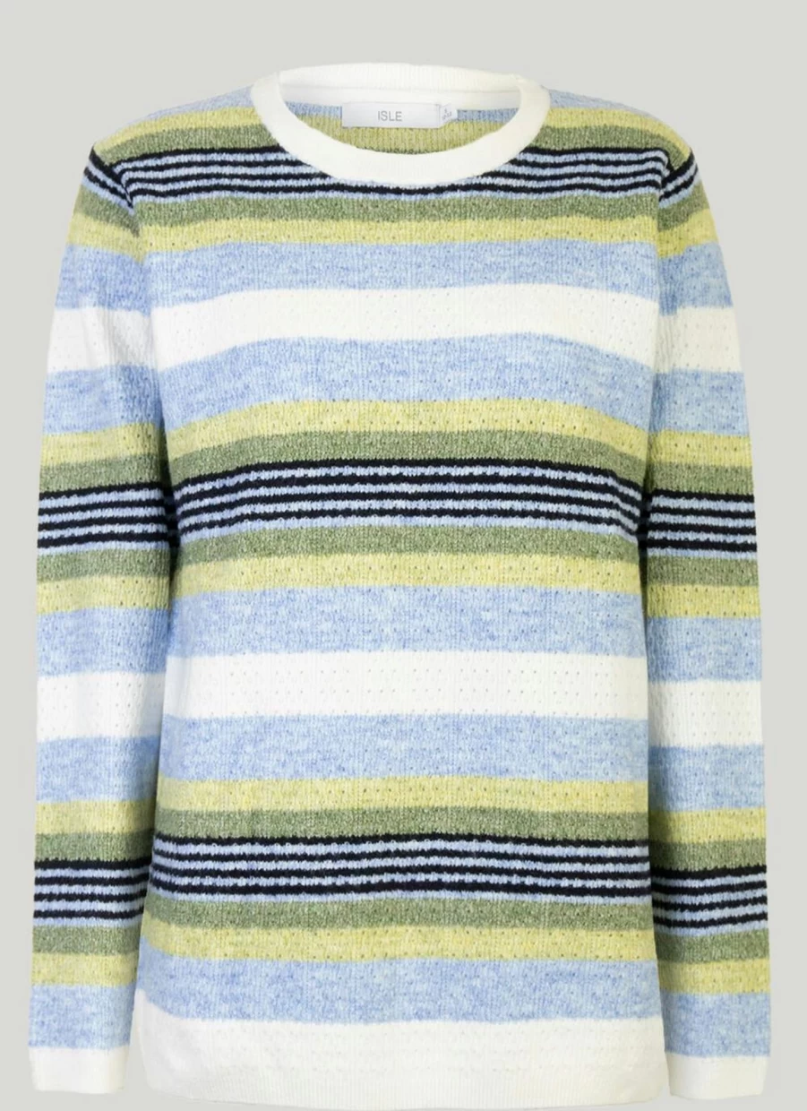 Isle Women's Stripe Jumper - Soft Knit Comfortable Casual Sweater