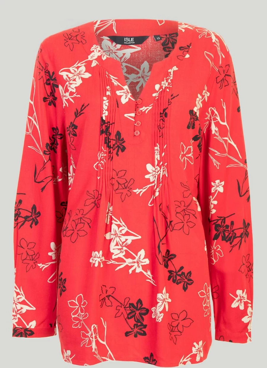 Isle Women's Floral Print Blouse - Elegant Floral Design Top for Women