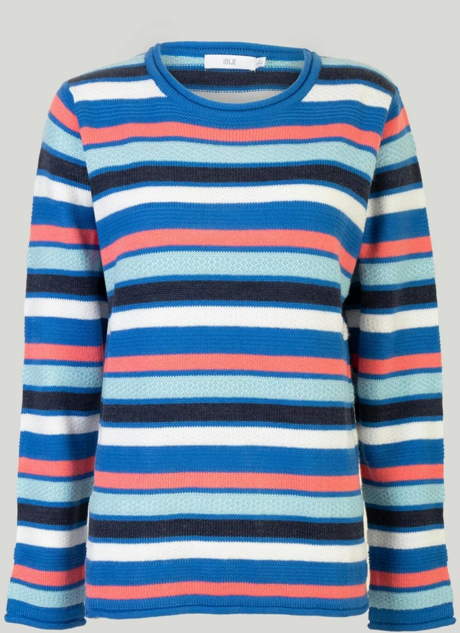 Isle Women's Stripe Jumper - Soft Knit Comfort Fit Sweater