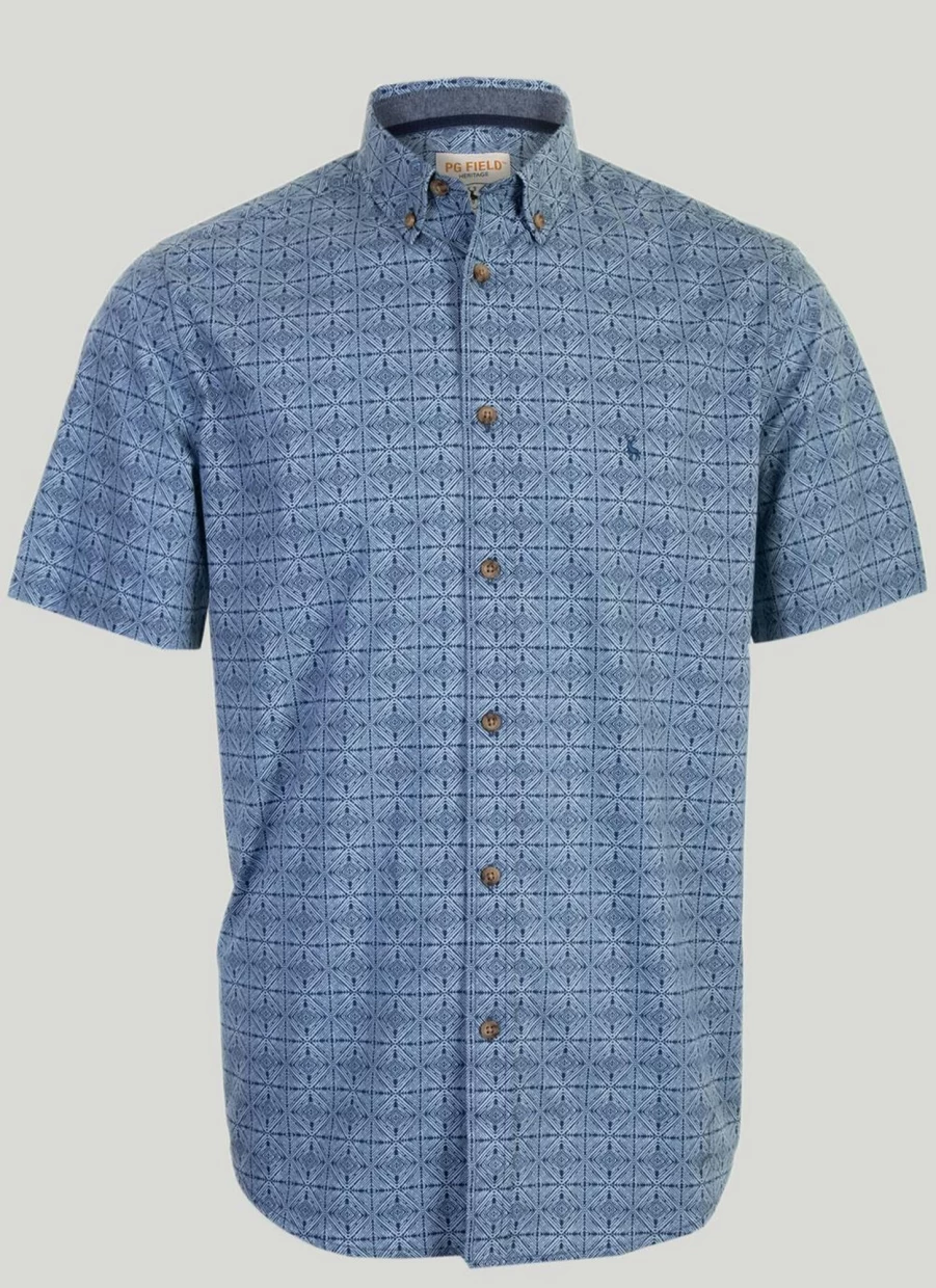 PG Field Men's Cotton Short Sleeve Printed Casual Shirt