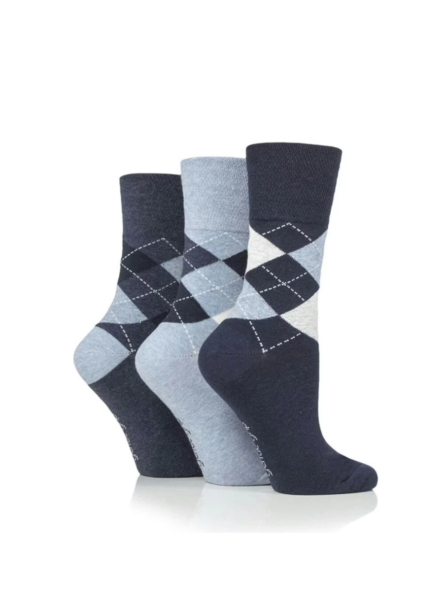Gentle Grip Women's Blue Socks 3-Pack - Soft Comfort Casual Crew Socks