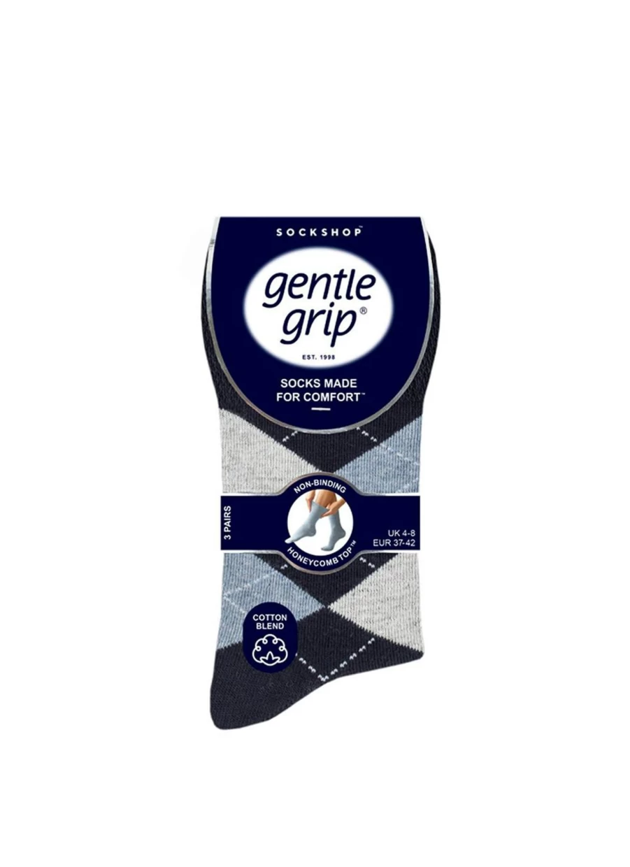Gentle Grip Women's Blue Socks 3-Pack - Soft Comfort Casual Crew Socks