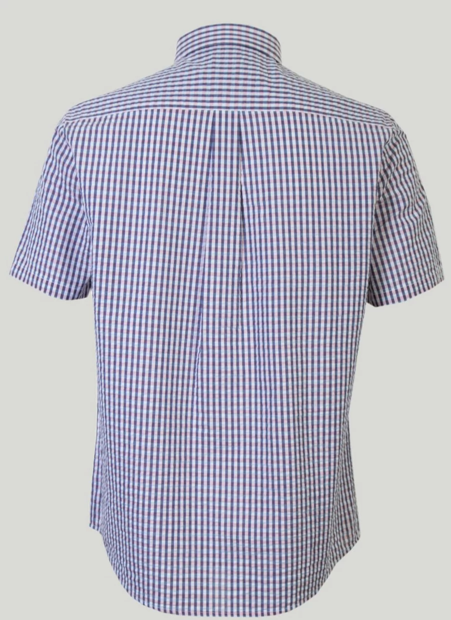 James Pringle Men's Seersucker Check Shirt - Classic Casual Summer Wear