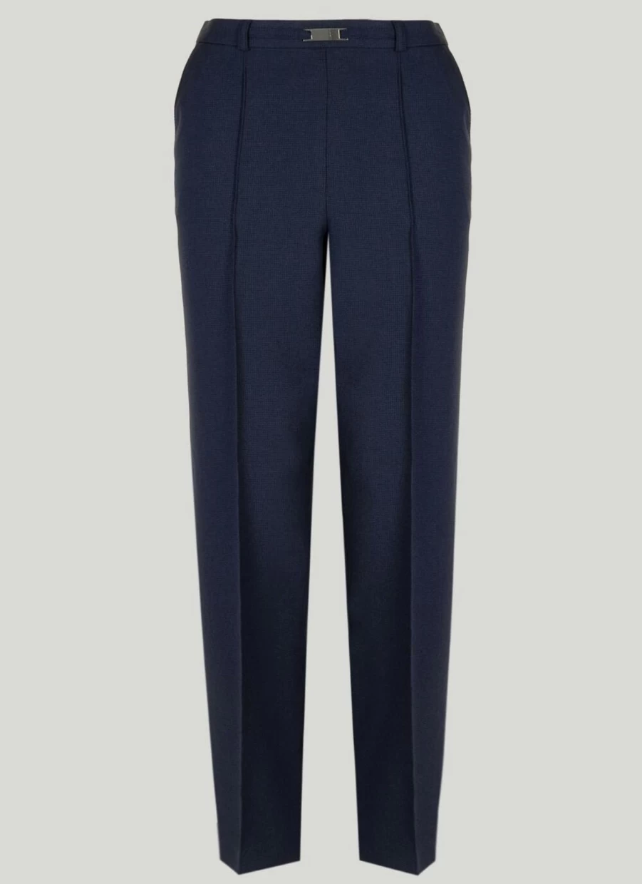 Honor Millburn Women's Navy Classic High-Waisted Tailored Trousers for Elegant Office Wear
