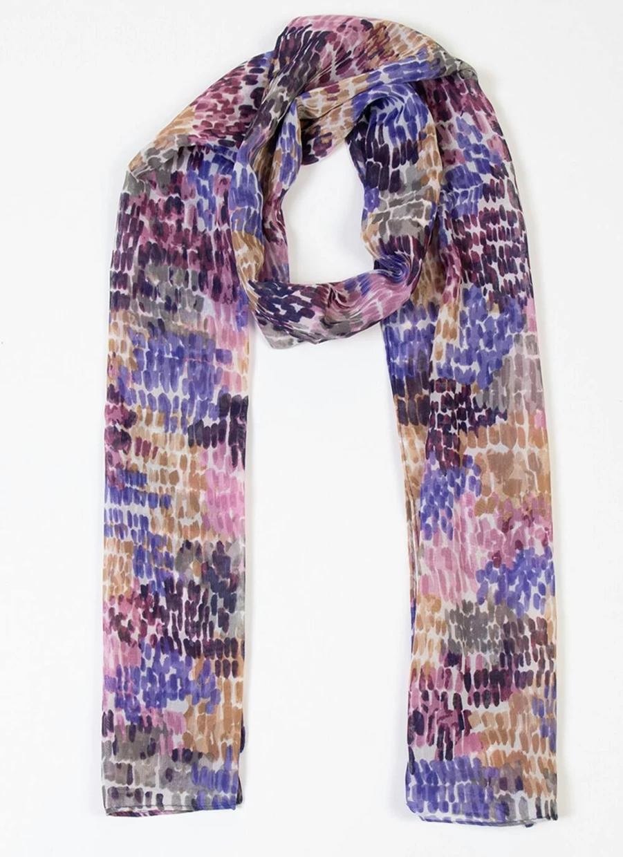 "Isle Women's Brushed Squares Print Scarf - Soft Geometric Pattern Fashion Scarf"