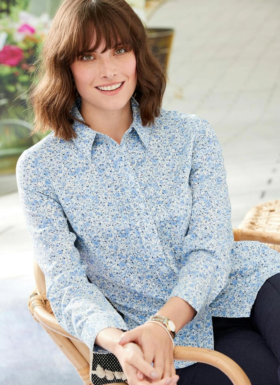 Honor Millburn Women's Stylish Printed Blouse - Trendy Floral Top for Casual & Office Wear