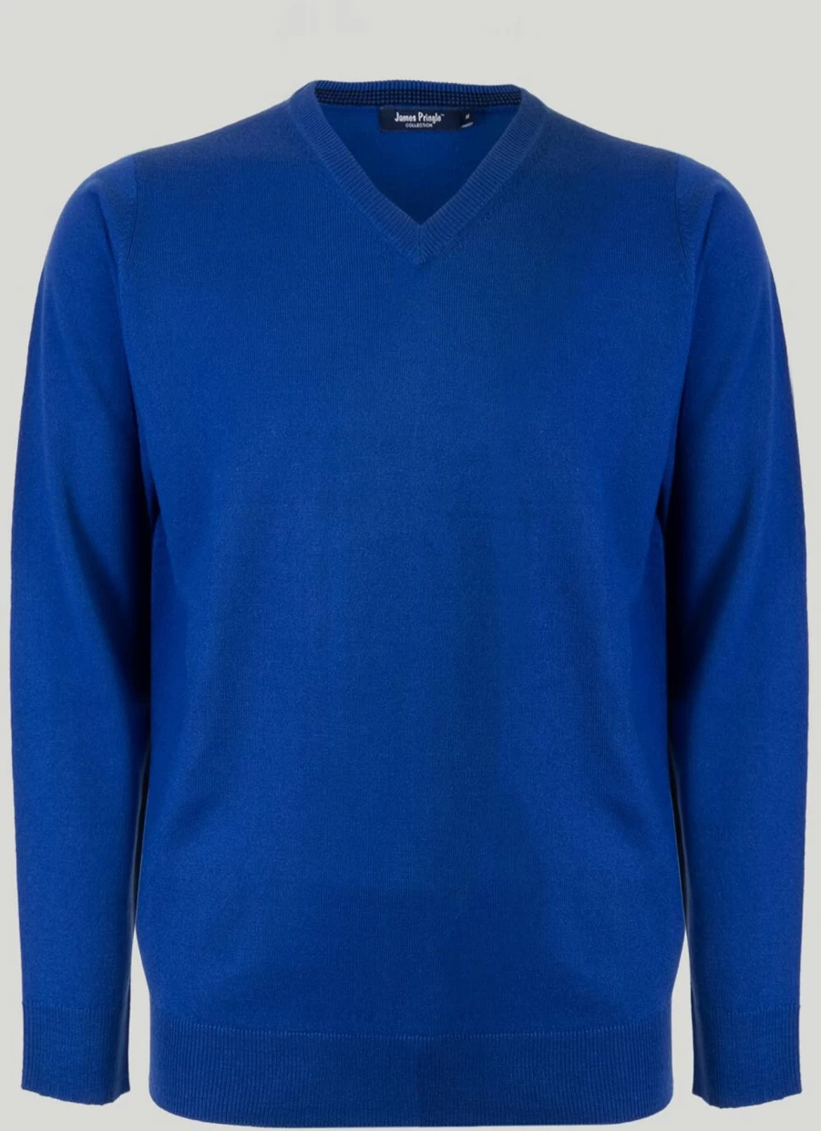 James Pringle Men's Fine Knit V-Neck Jumper - Soft Casual Sweater for Men