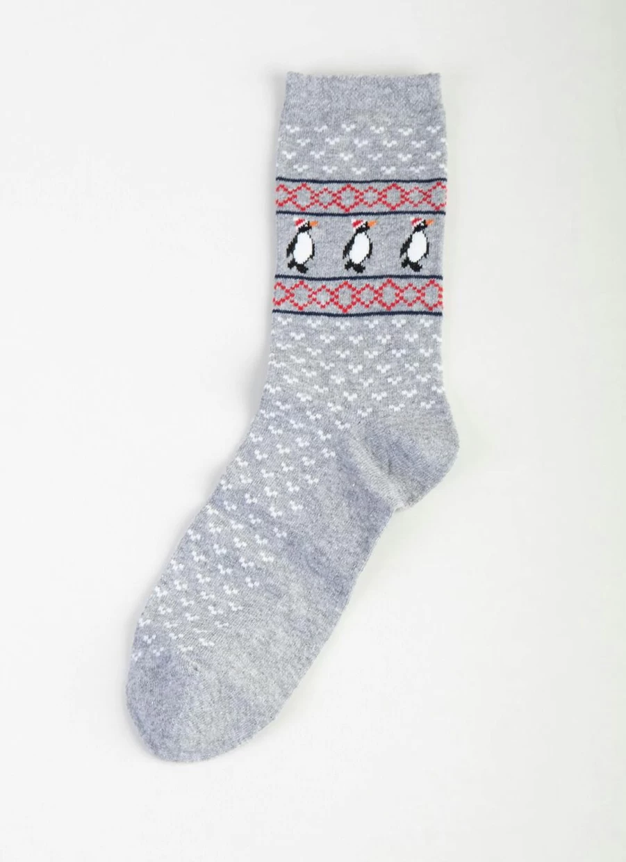 James Pringle Men's Penguin Gift Box Sock - Cozy Winter Socks for Men, Novelty Animal Socks, Unique Present for Him