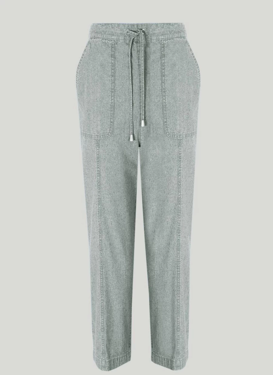 "Isle Women's Chambray Trousers 28" - Lightweight Casual High-Waisted Pants"