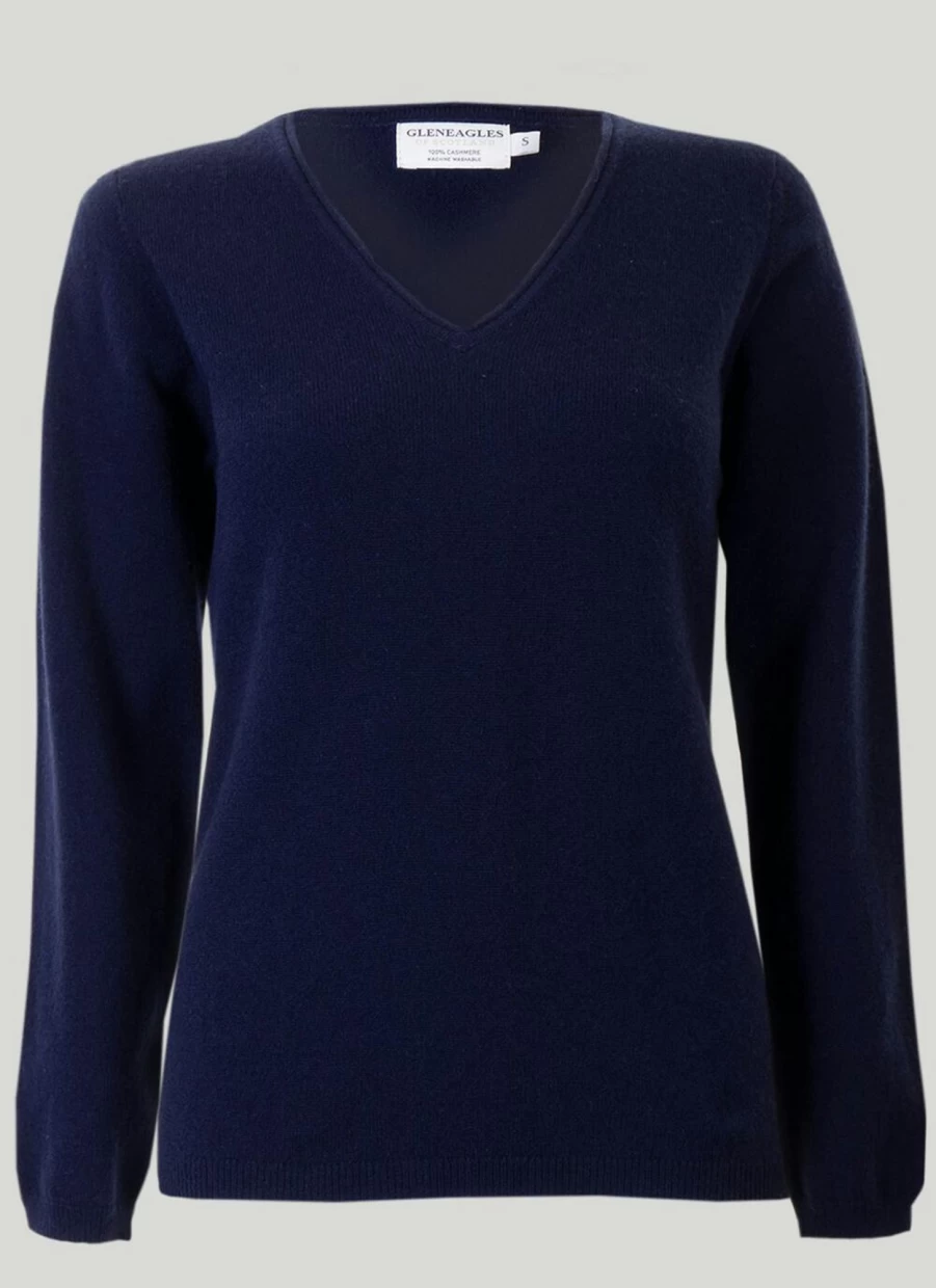 Gleneagles Women's Cashmere V-Neck Jumper Soft Luxurious Sweater