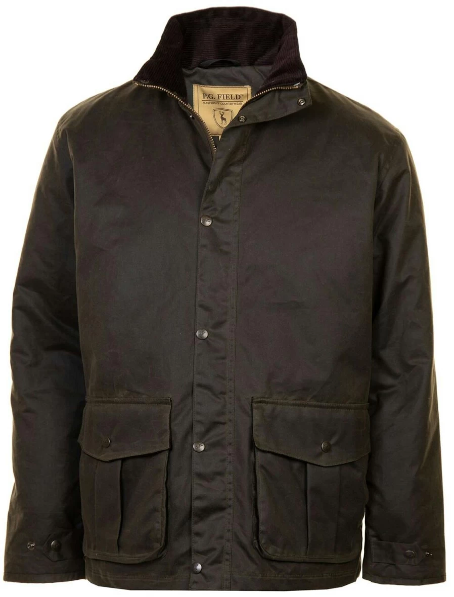 PG Field Men's Wax Jacket Ivy - Classic Outdoor Waterproof Coat