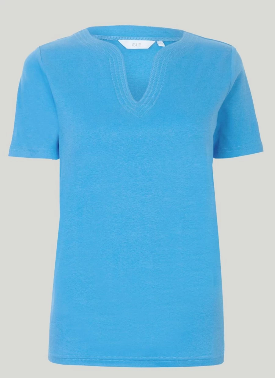 "Isle Women's Notch Neck T-Shirt - Stylish Casual Top for Everyday Wear"