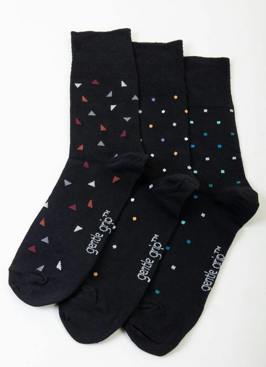 Gentle Grip Men's Ankle Socks 3 Pack - Comfortable Non-Slip Athletic Socks for Daily Wear