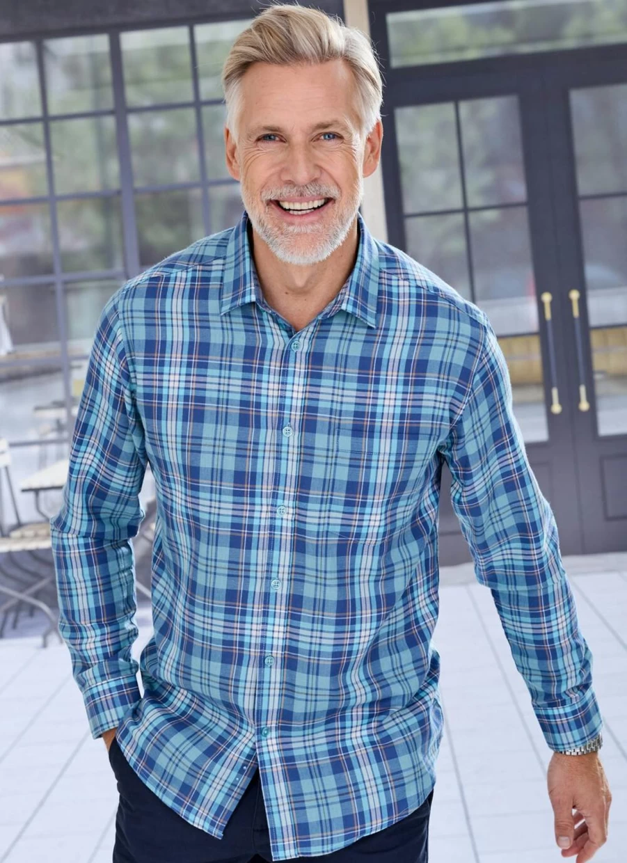 James Pringle Men's Classic Long Sleeve Check Shirt - Premium Tartan Plaid Button-Up for Men