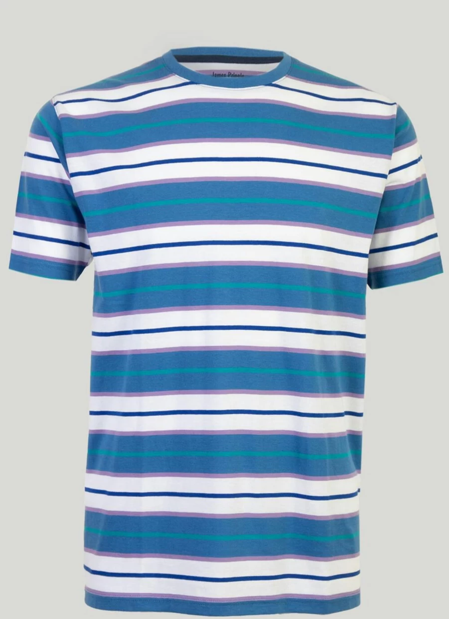 James Pringle Men's Classic Stripe Cotton T-Shirt - Comfort Fit Casual Tee