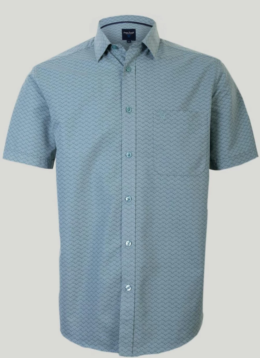 James Pringle Men's Short Sleeve Printed Casual Shirt