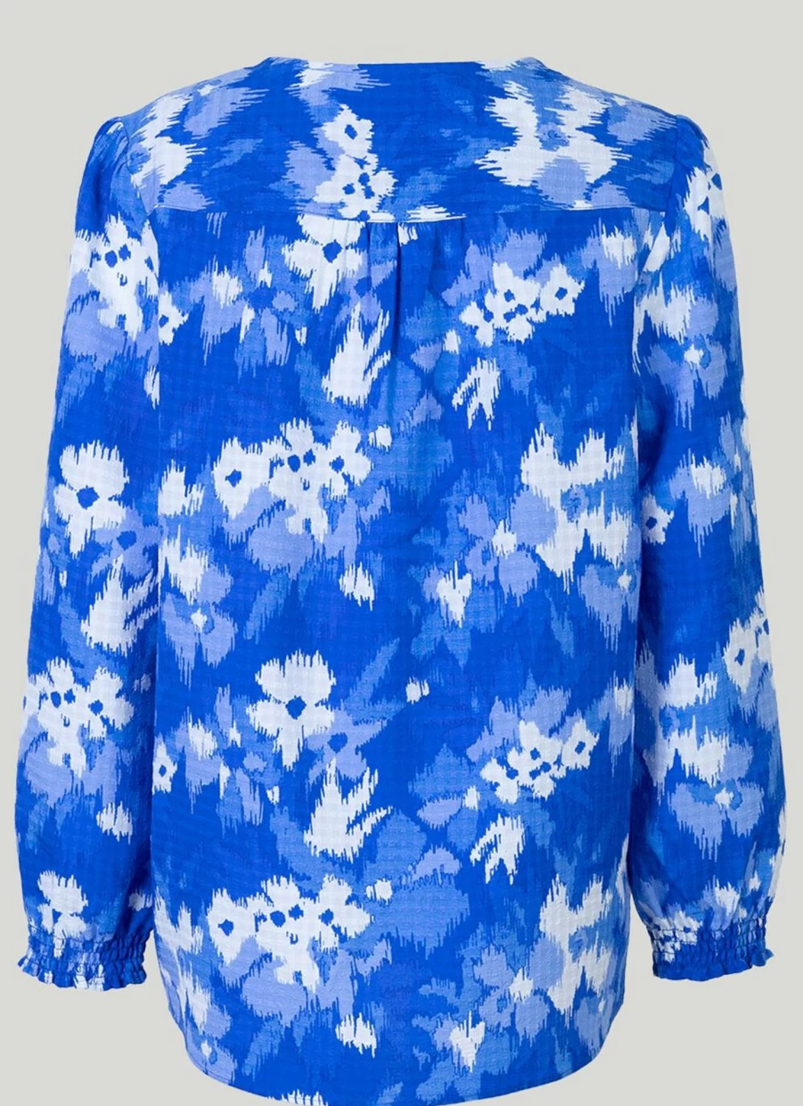 Isle Women's Blue Printed Seersucker Blouse - Stylish Summer Top