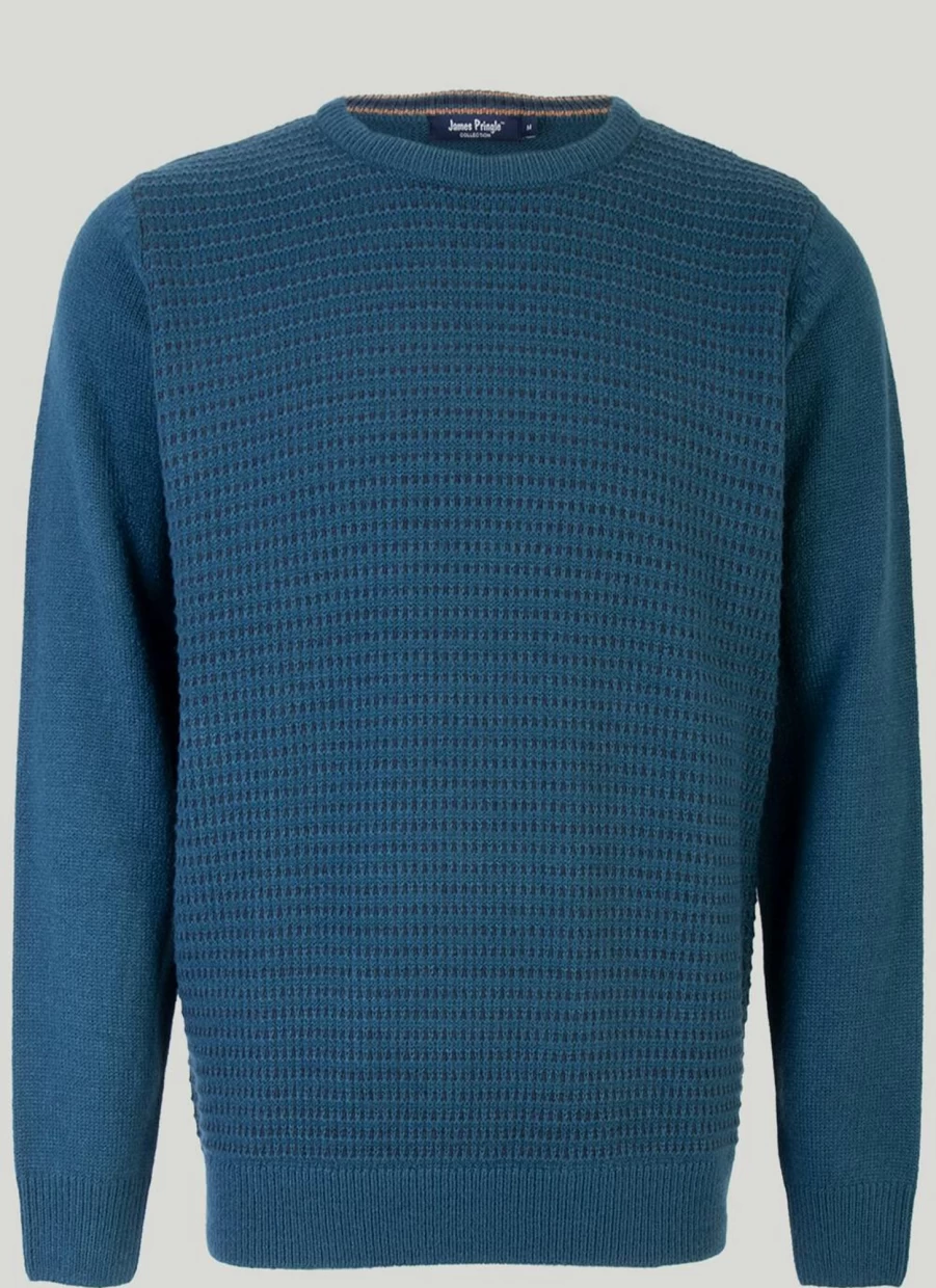 James Pringle Men's Tuck Stitch Knit Jumper - Classic Crewneck Sweater