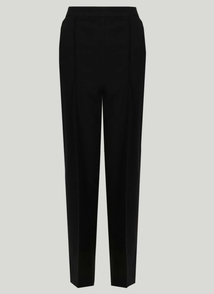 Isle Women's Black Classic Straight Leg Trousers - High Waist Office Pants for Women