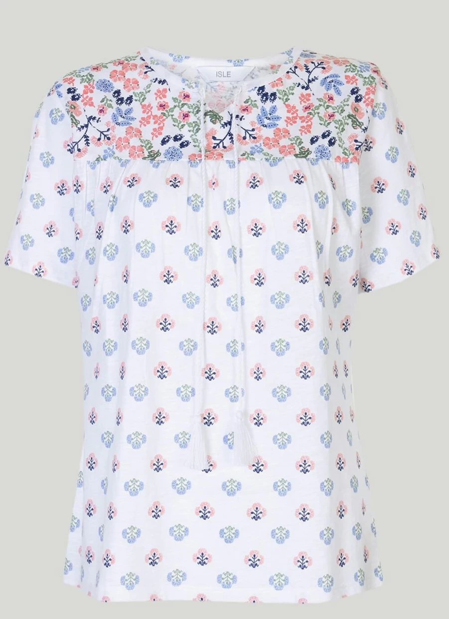 "Isle Women's Stylish Tie Neck Printed Blouse"