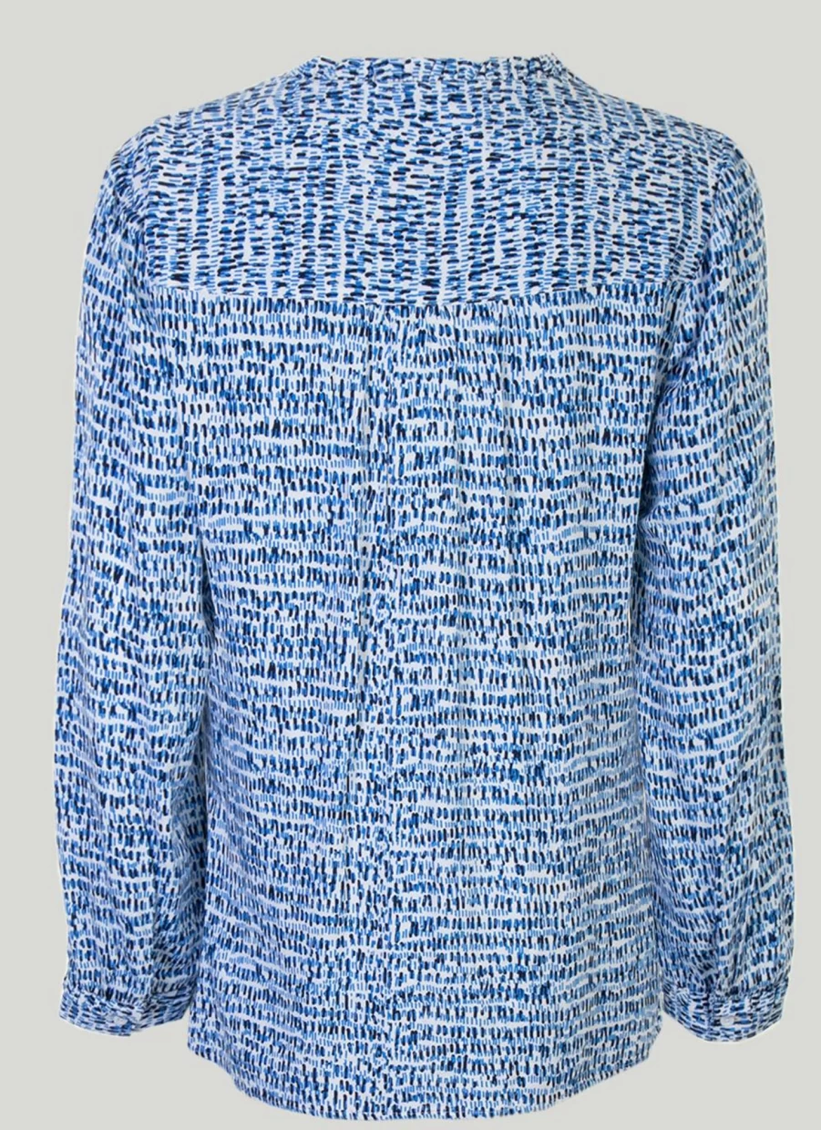 Isle Women's Blue Printed Blouse - Stylish Floral Pattern Top for Women