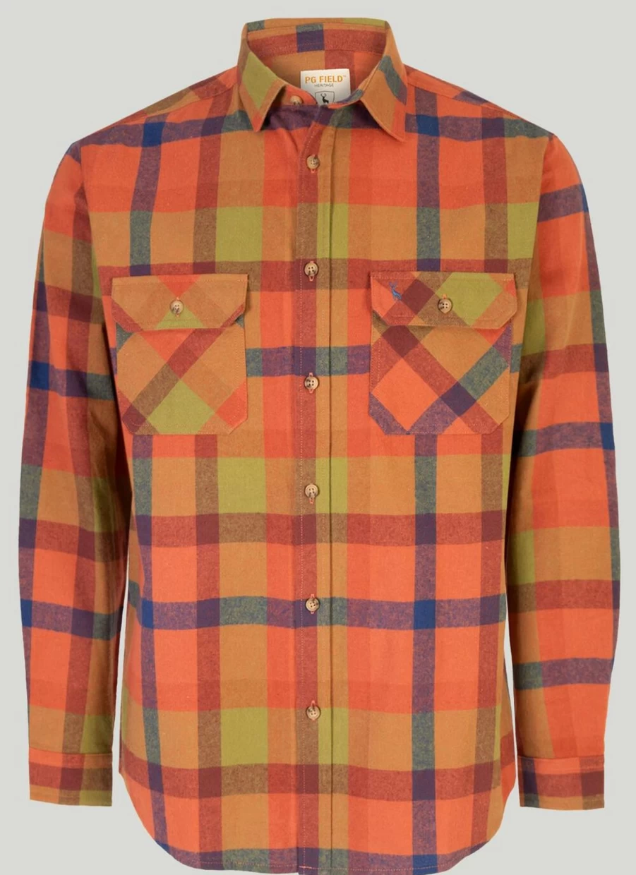 PG Field Men's Classic Twill Check Shirt - Stylish Casual Button-Up for Everyday Wear
