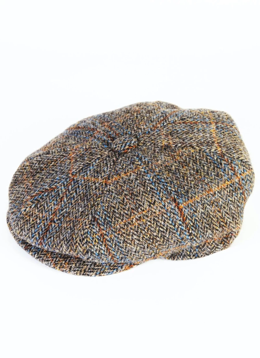 Harris Tweed Men's 8-Piece Peak Cap Collection - Classic British Style