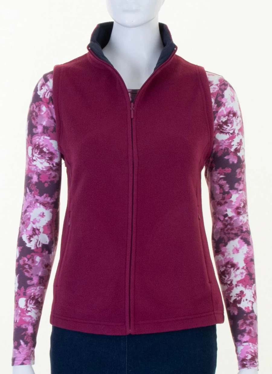 Isle Women's Cerise Fleece Vest - Lightweight Warm Gilet for Outdoor Activities