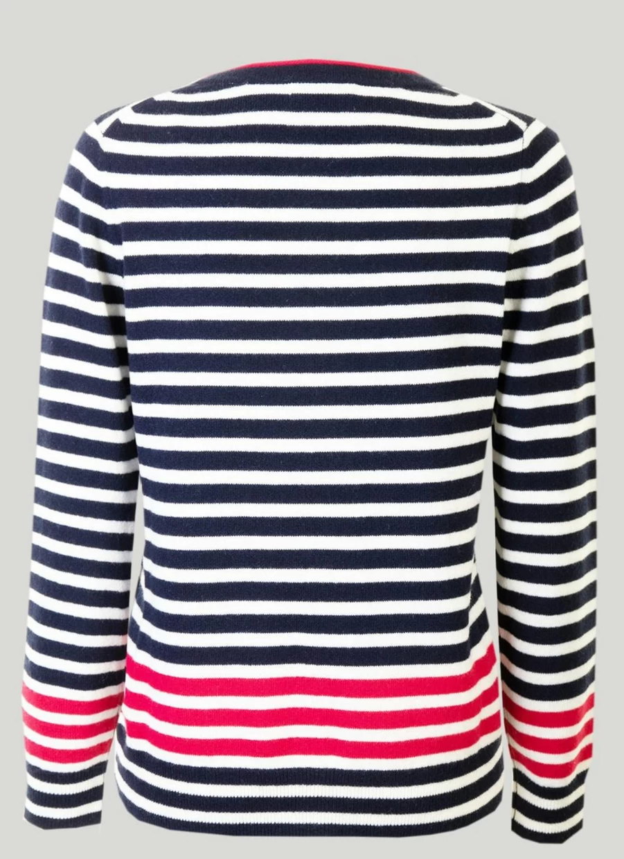 Gleneagles Women's Cashmere Striped Crew Neck Sweater Soft Luxury Knitwear