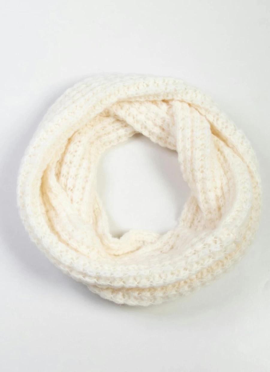 Isle Women's Ivory Knitted Snood - Soft Winter Scarf Wrap