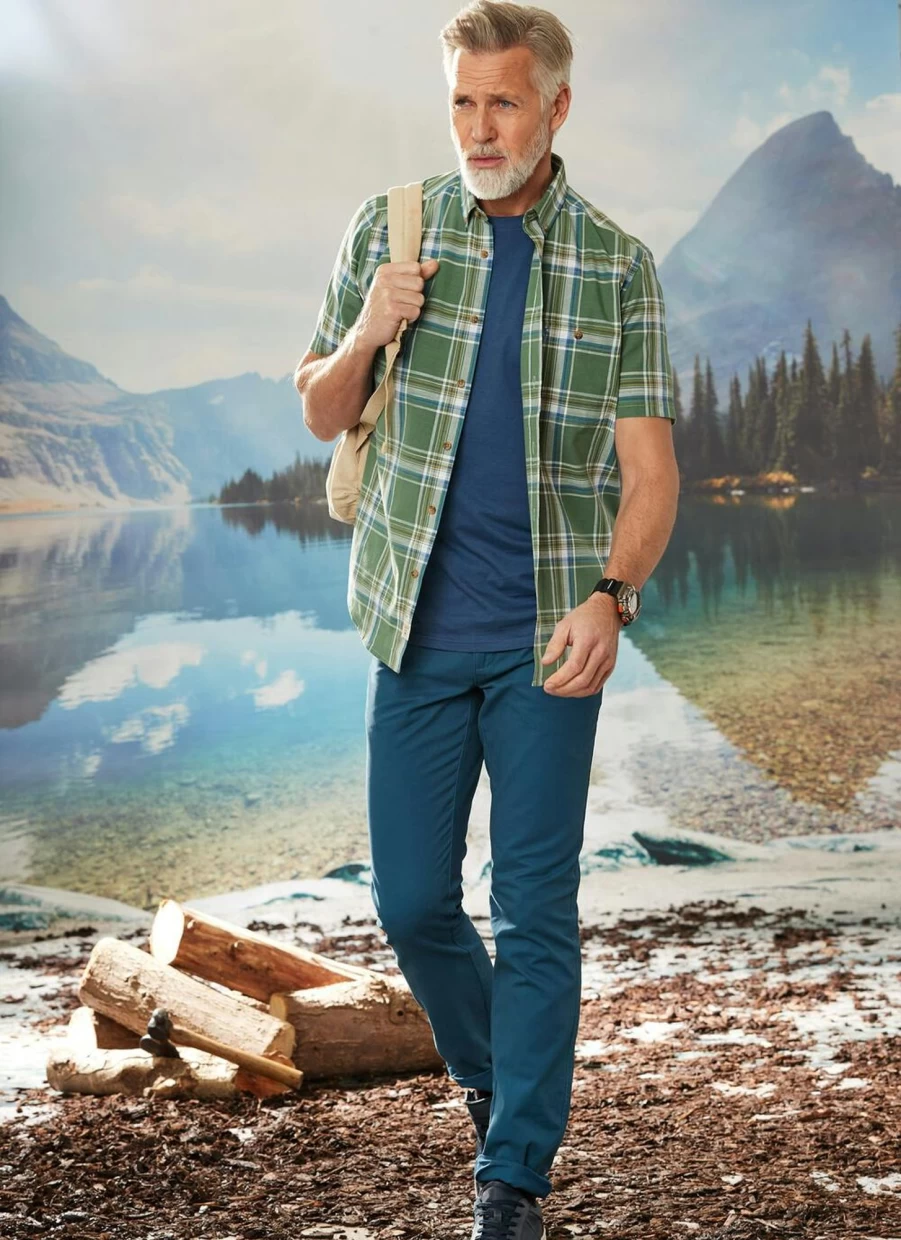 James Pringle Men's Teal Chino Pants - Classic Fit Casual Trousers