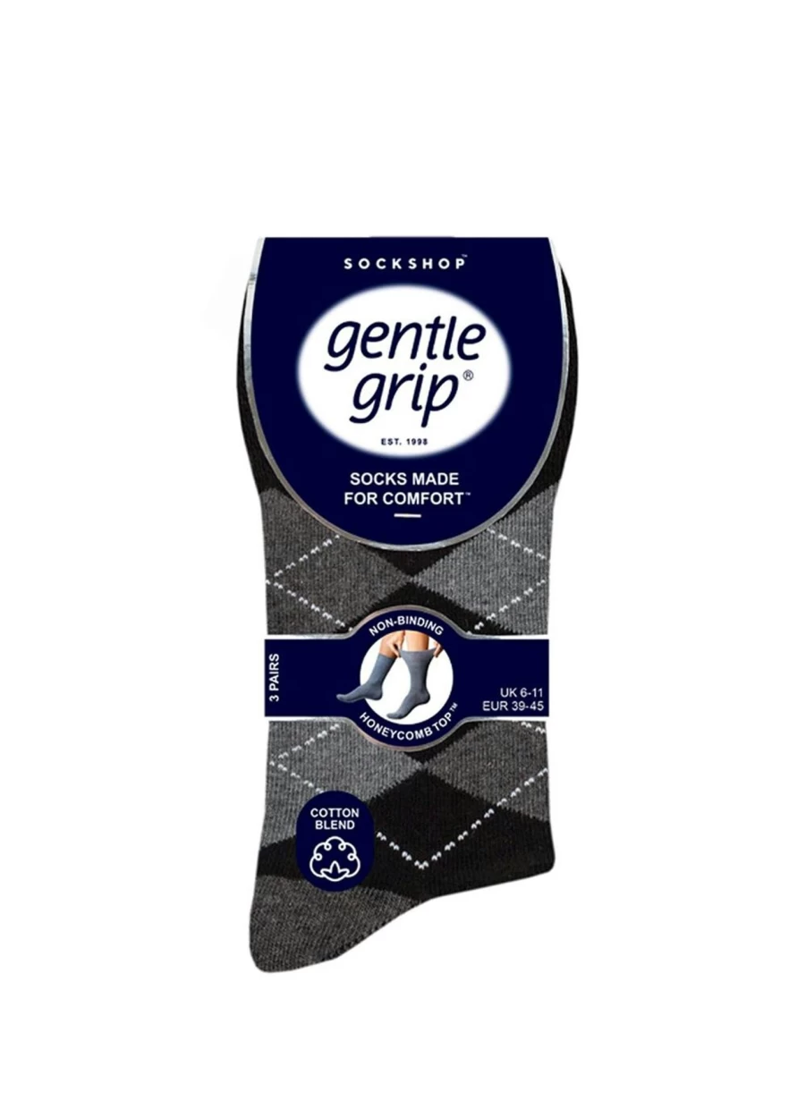 Gentle Grip Men's 3 Pack Comfortable Non-Slip Crew Socks for Everyday Wear