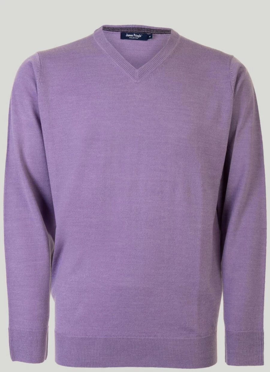 James Pringle Men's Fine Knit V-Neck Jumper - Soft Comfortable Slim Fit Sweater