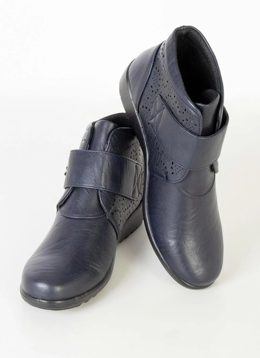 Comfy Sense Women's Floral Button Detail Ankle Boots Fashion Comfortable Footwear