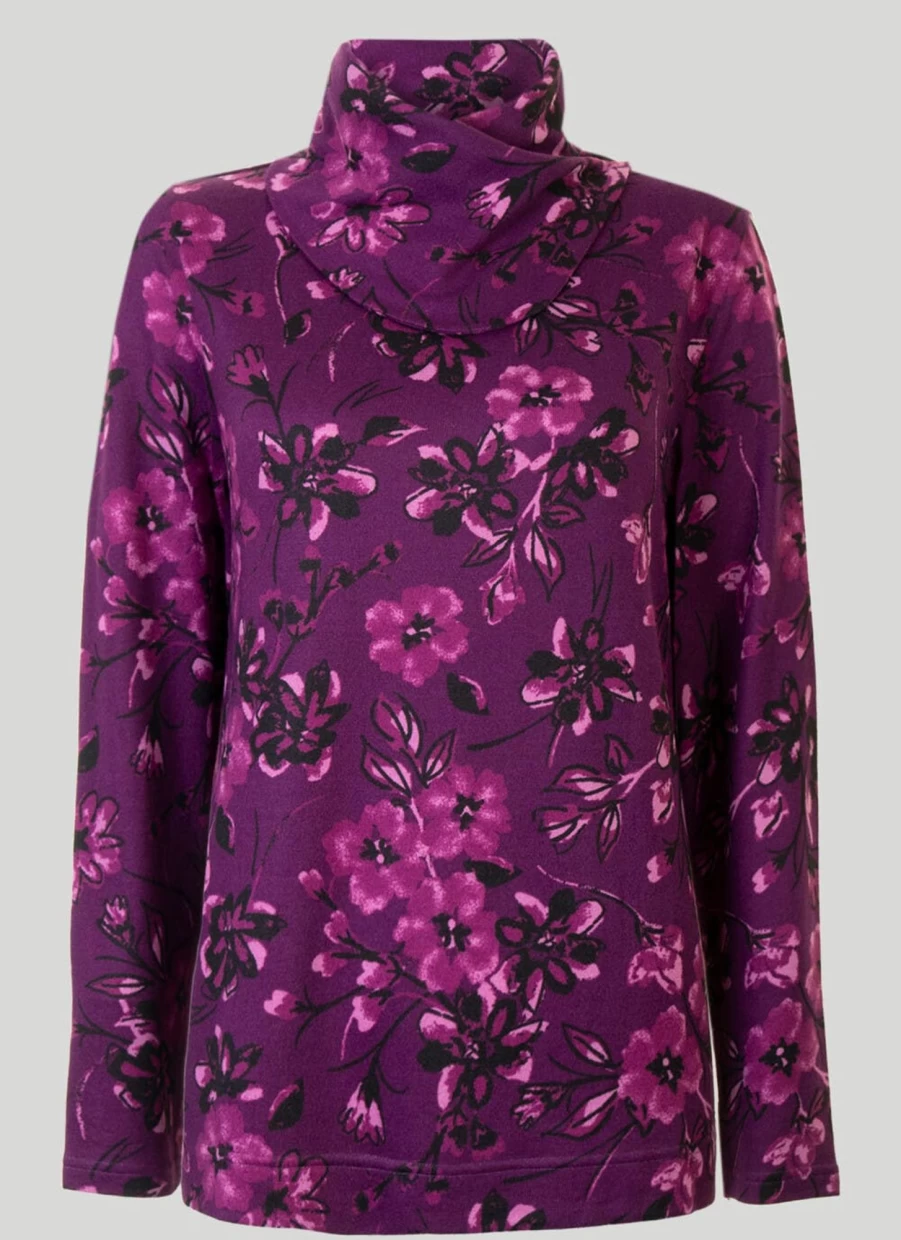 "Isle Women's Stylish Purple Print Top - Trendy Floral Blouse for Casual Wear"