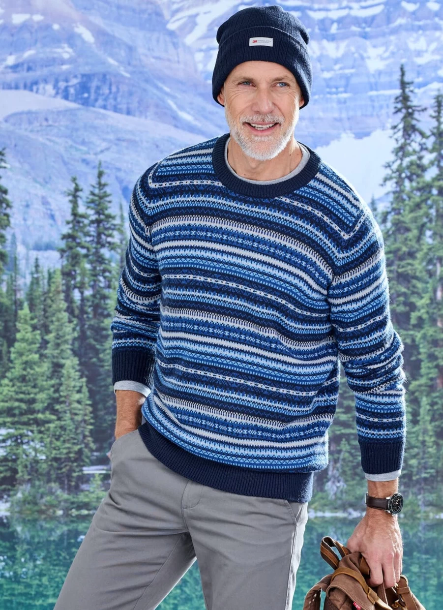 James Pringle Men's Jacquard Knit Jumper - Premium Wool Blend Cable Design