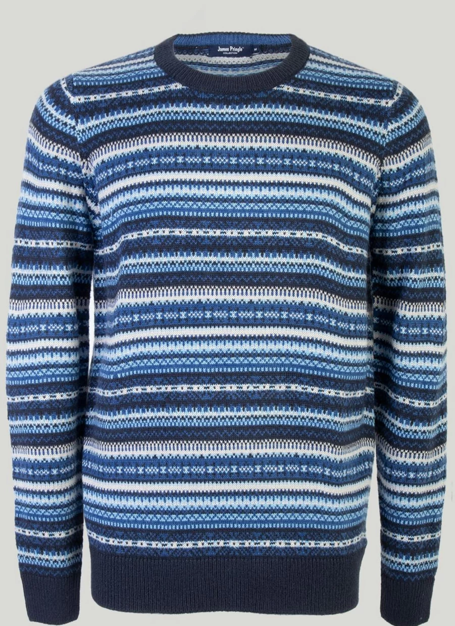 James Pringle Men's Jacquard Knit Jumper - Premium Wool Blend Cable Design