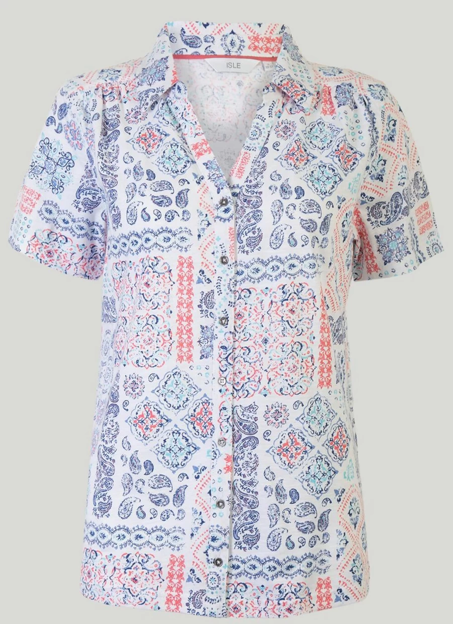 "Isle Women's Button Through Polo Shirt – Classic Fit Stylish Top"
