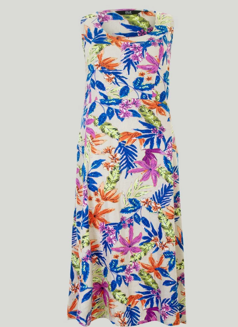 "Isle Women's Tropical Floral Print Summer Dress - Vibrant Beach Vacation Outfit"