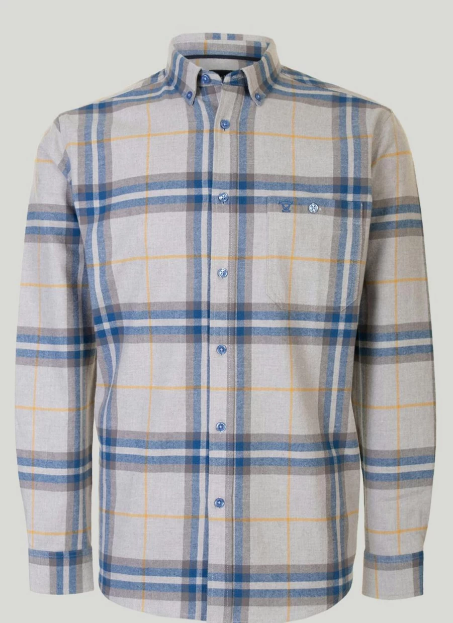 James Pringle Men's Long Sleeve Cotton Check Shirt - Classic Plaid Button Down for Men