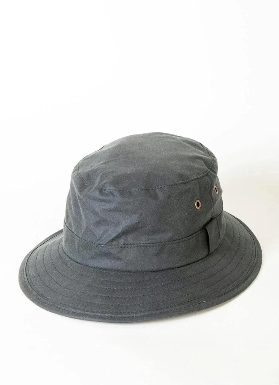 PG Field Men's Navy Fisherman Waxed Cotton Hat - Waterproof Outdoor Cap