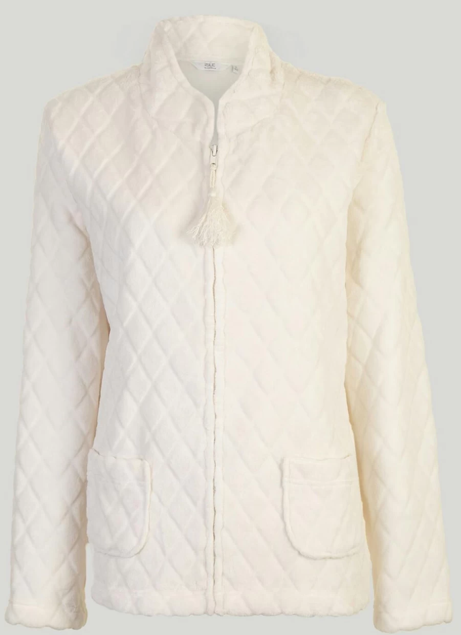 Isle Women's Ivory Fleece Jacket - Cozy Winter Outerwear for Women