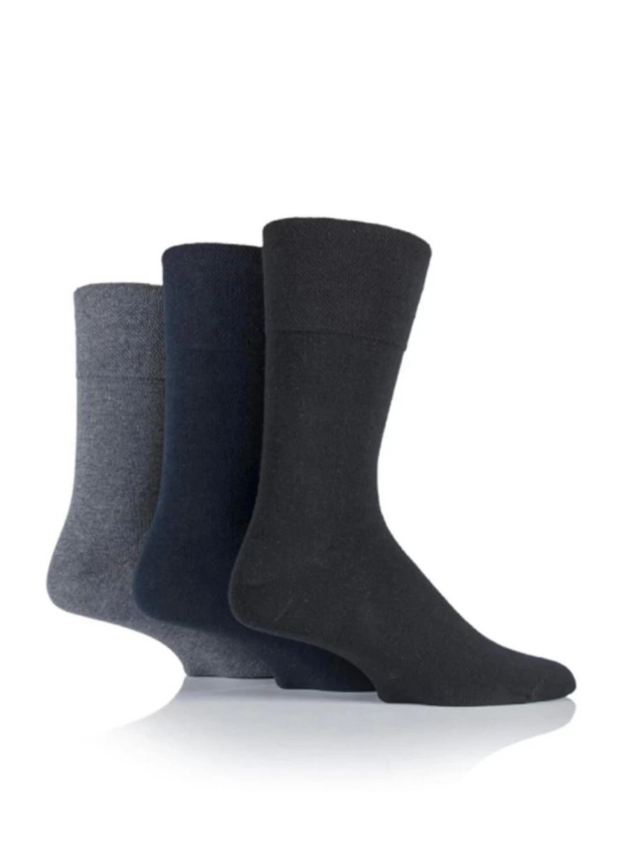 Gentle Grip Men's 3 Pack Navy Diabetic Socks for Circulation & Comfort