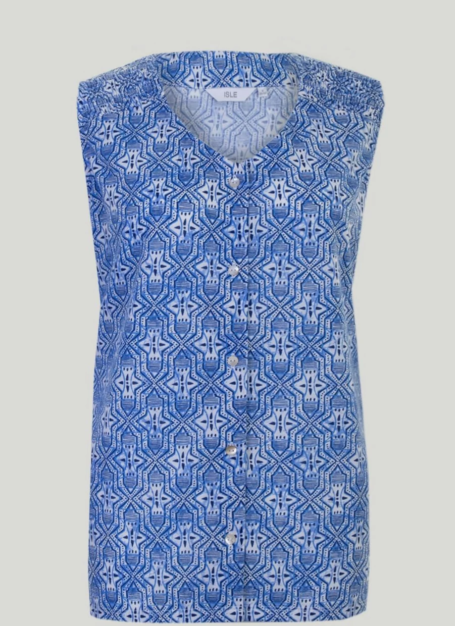"Isle Women's Sleeveless Printed Top - Stylish Floral Summer Blouse"
